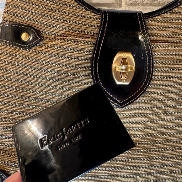ERIC JAVITS black and gold woven shoulder bag. - Picture 2 of 10
